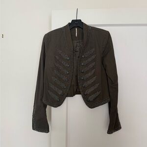 Embroidered army green jacket